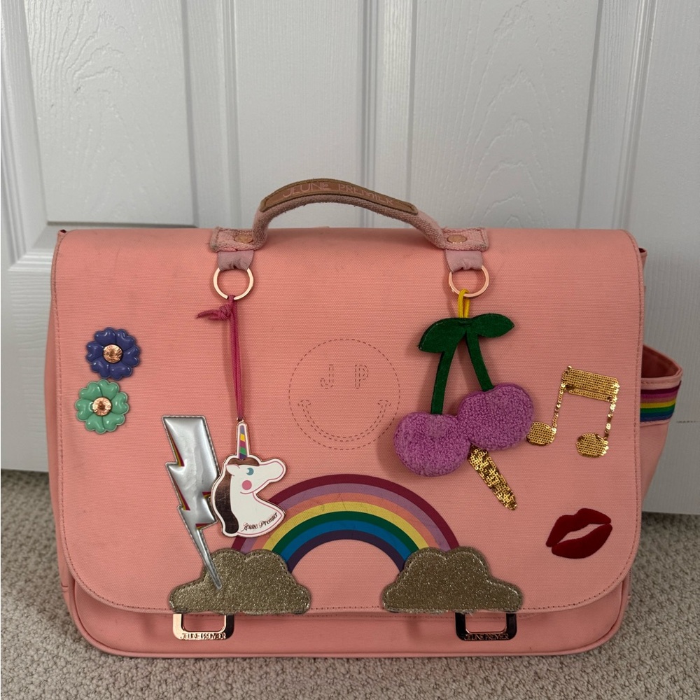 Charming Pink Kids Bag with Fun Patches